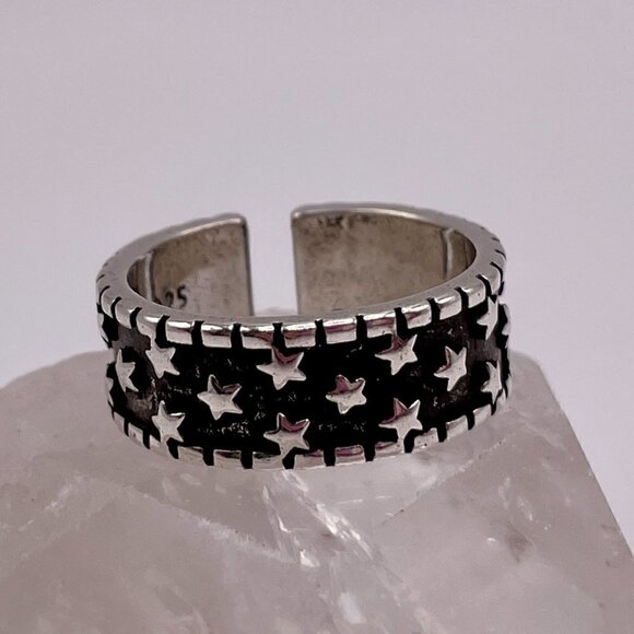 925 Sterling Stamped Adjustable Star Boho Ring #1308 - Picture 11 of 11